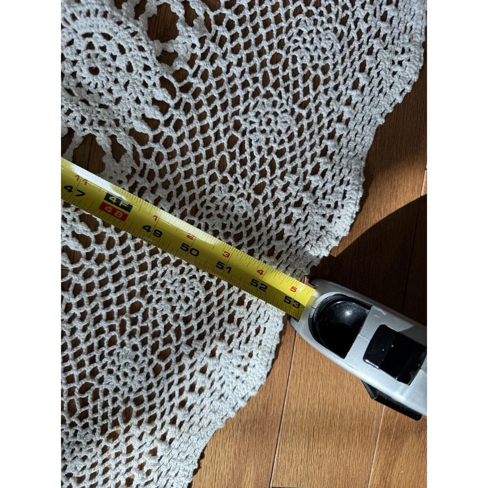 Vintage Handmade‎ Oval Crochet White Tablecloth Soft Cotton 53